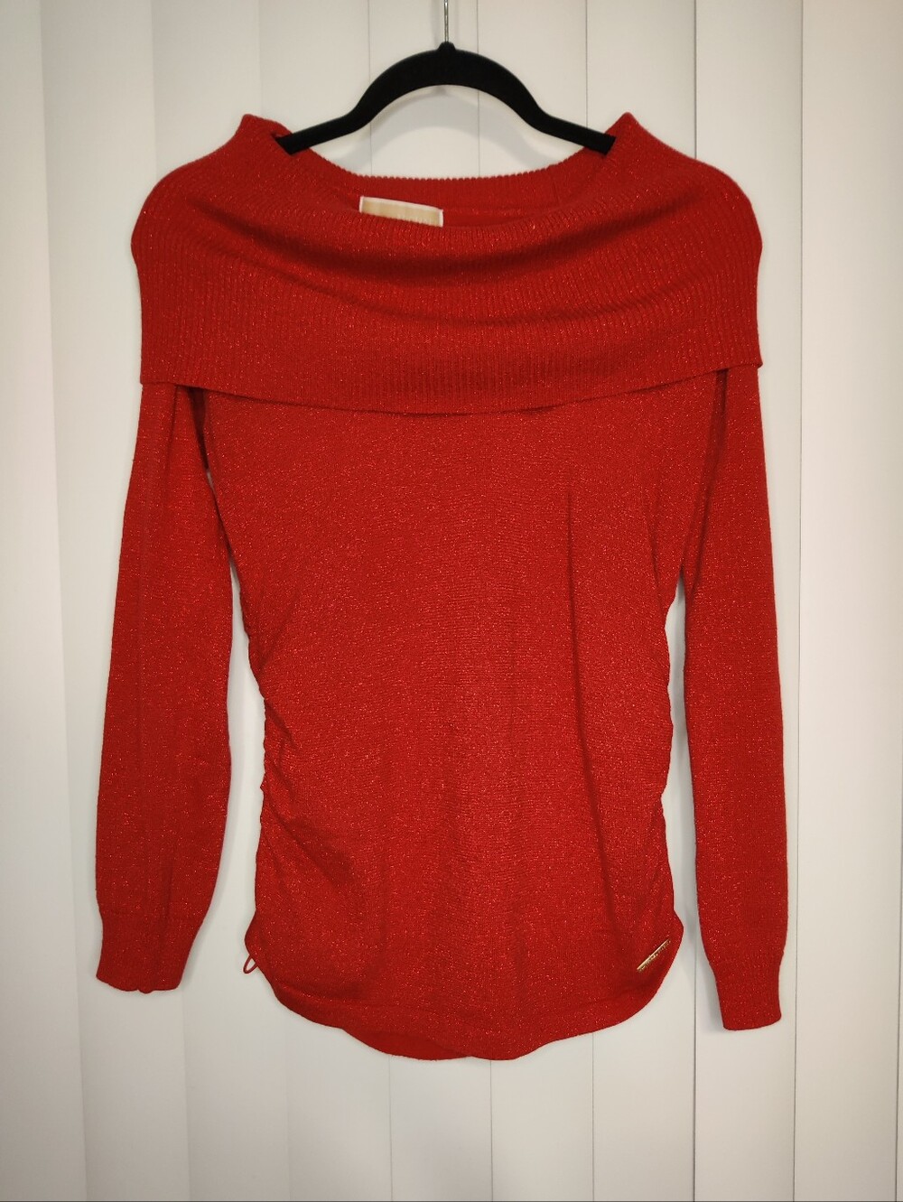 Michael Kors Sparkle Red Cowl Neck Light Weight Sweater